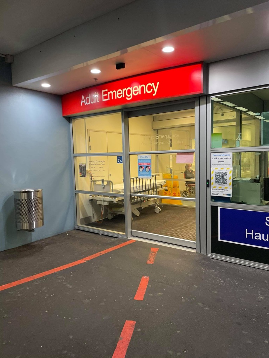 Auckland City Hospital Adult Emergency entrance at night